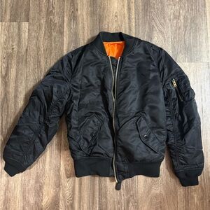 Reversible Black and Orange Bomber Jacket